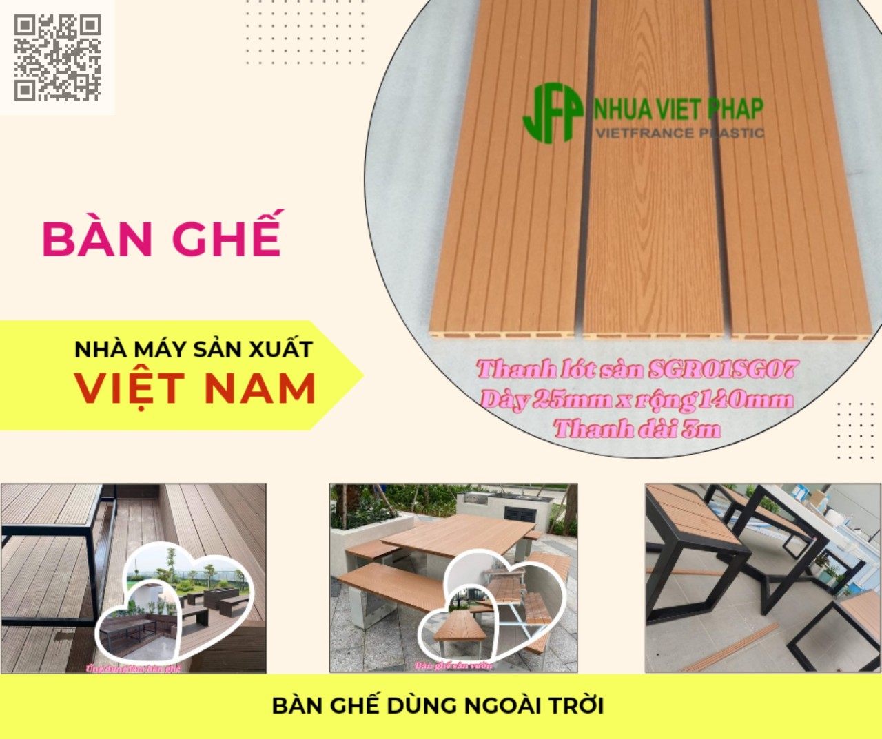 Gỗ nhựa sài gòn - Bàn ghế gỗ nhựa ngoài trời