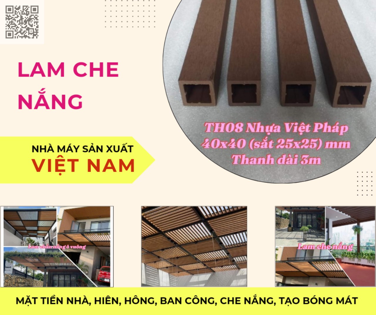 Gỗ nhựa sài gòn - Lam che nắng tạo bóng mát