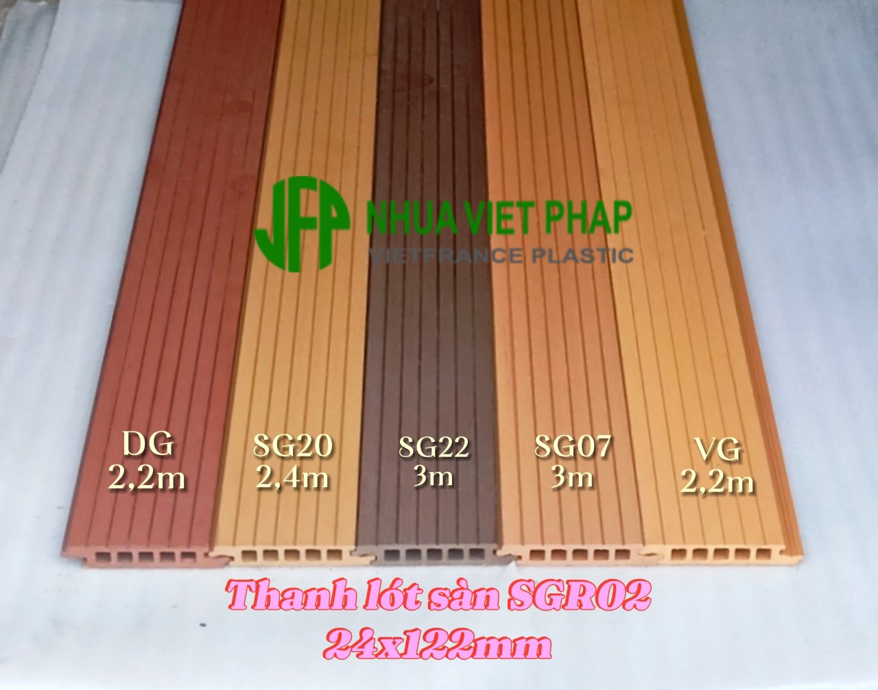 Mẫu thanh lót sàn gỗ nhựa composite ngoài trời SGR02 Nhựa Việt Pháp