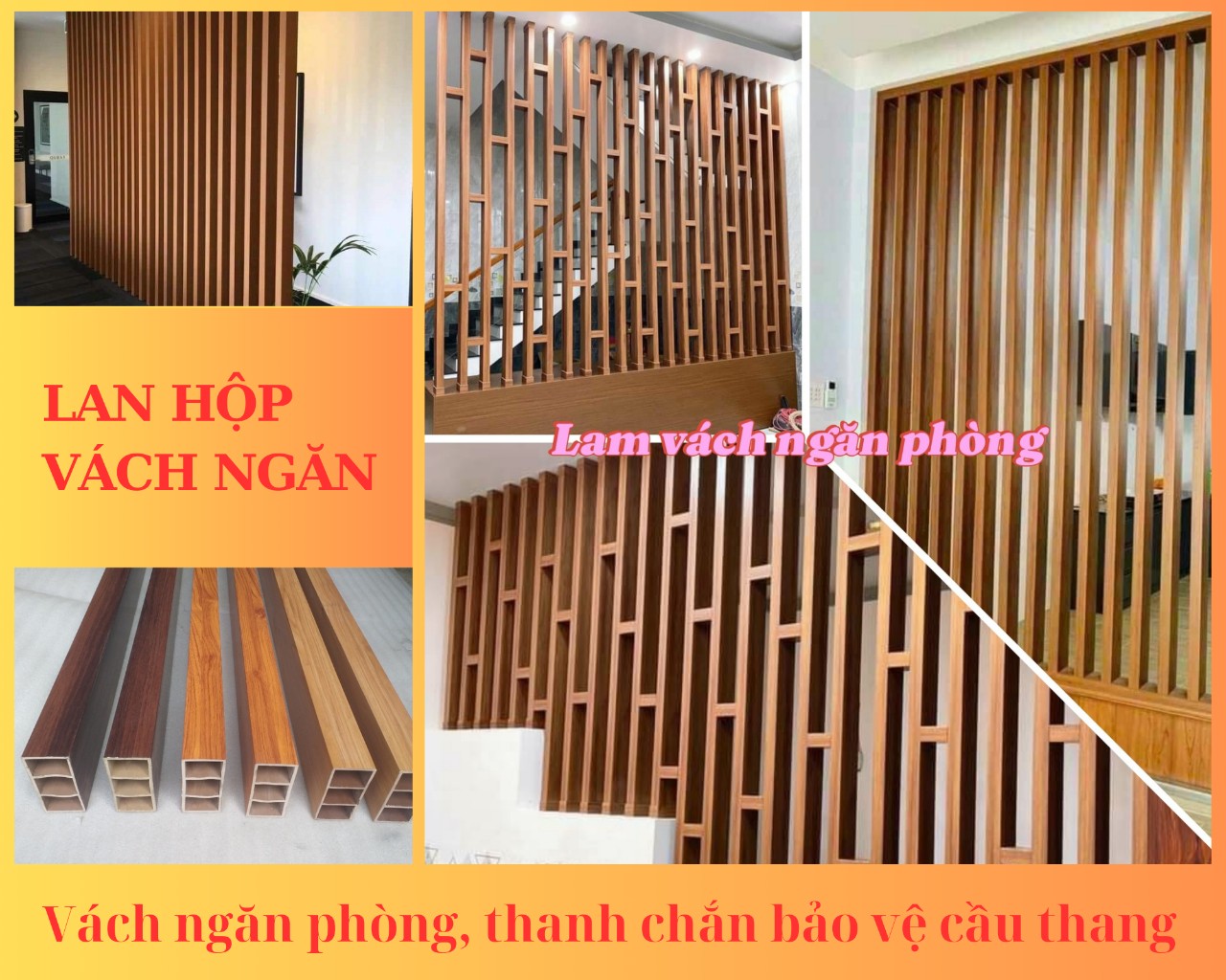 Lam hộp 50x100 làm vách ngăn thanh chắn bảo vệ cầu thang