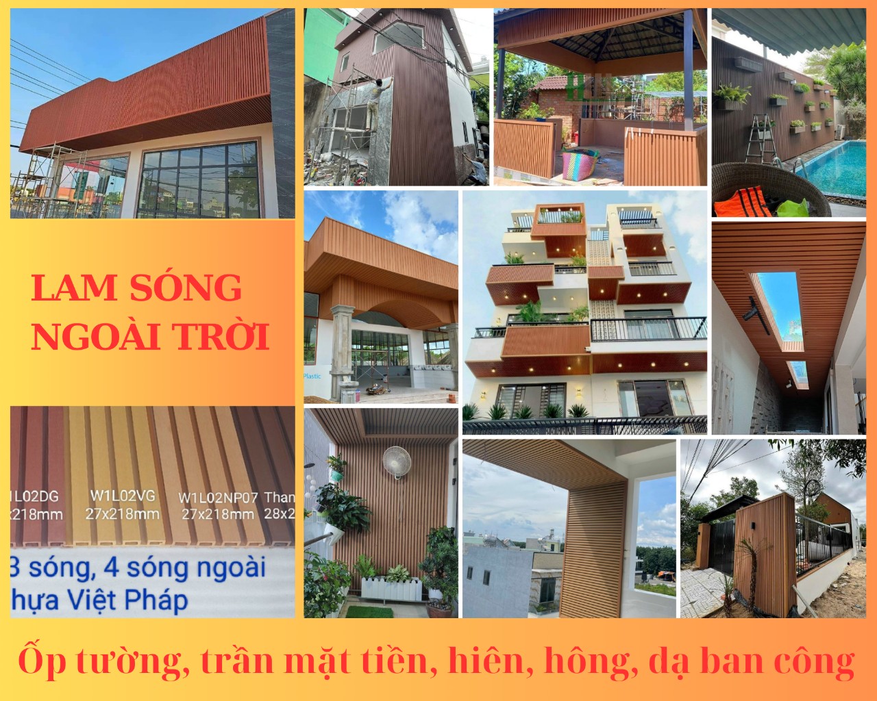 Lam sóng ốp tường xu hướng mới ốp tường trần ngoài trời