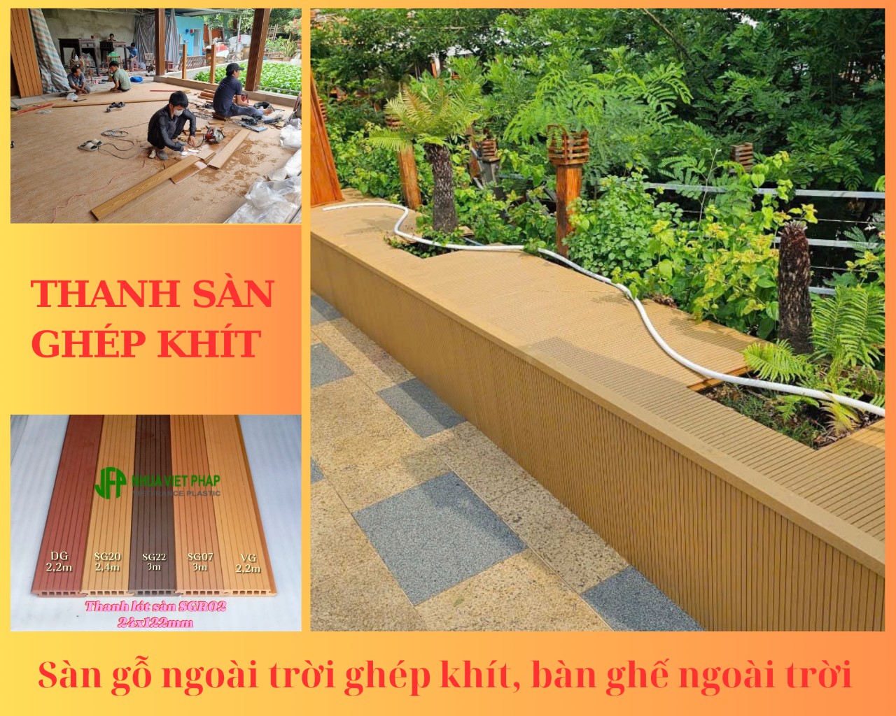 Sàn gỗ nhựa composite ngoài trời ghép khít chỉ có duy nhất tại nhà máy nhựa việt pháp