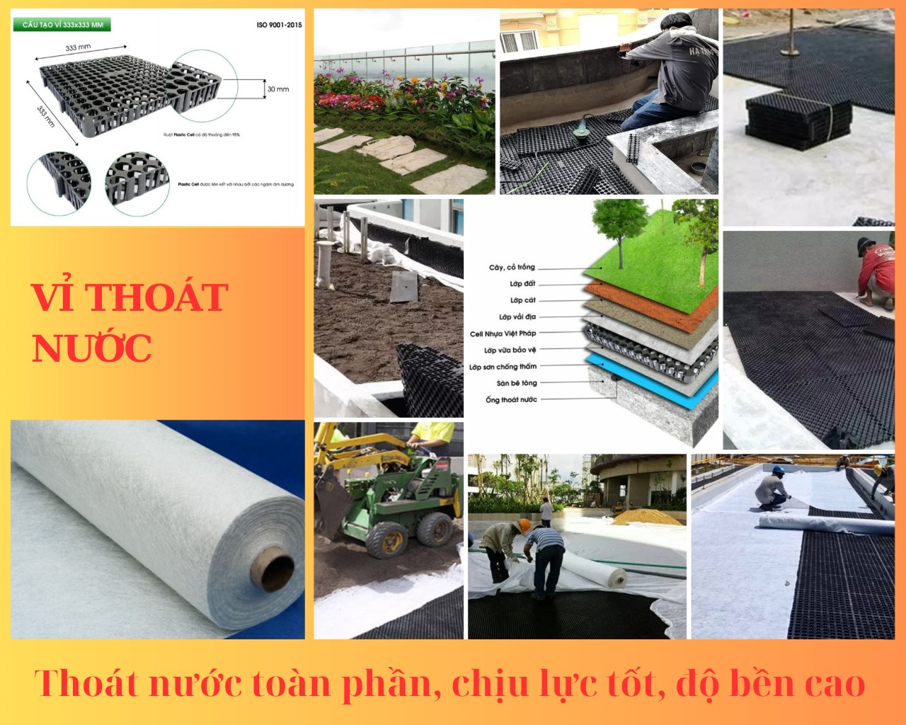 Vỉ thoát nước toàn phần chịu lực tốt bền bỉ cho khu vực trồng cây tiểu cảnh sân vườn