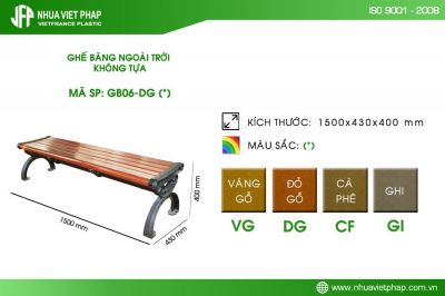 Ghế băng gỗ nhựa ngoài trời không tựa- GB06 Nhựa Việt Pháp