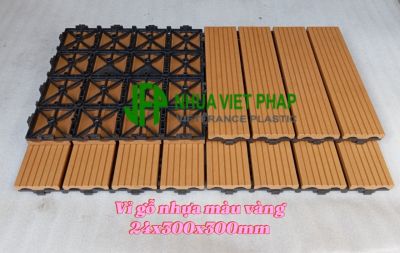 Vỉ gỗ nhựa ngoài trời tự ghép màu vàng VG300EXV-VG bản 24x300x300mm Nhựa Việt Pháp