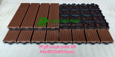 Sàn vỉ gỗ nhựa ngoài trời nhỏ gọn màu nâu VG300EXV bản 24x300x300mm Nhựa Việt Pháp