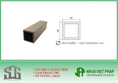 Thanh hộp gỗ nhựa ngoài trời Việt Pháp bản 120x120mm - Thanh cột, trụ TH02 Nhựa Việt Pháp