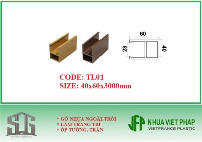 Thanh lam hộp treo trần, tường trong nhà TL01 - Thanh hộp Ecoplast WPVC 40x60mm Nhựa Việt Pháp