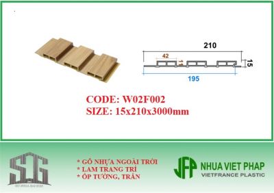 Gỗ nhựa ốp tường, trần laminate G-plast loại 3 sóng thấp - Tấm ốp tường, trần trong nhà W02F002 15x210mm Nhựa Việt Pháp