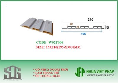 Gỗ nhựa sinh thái ốp tường trần loại 3 sóng thấp nhựa việt pháp bản 15x210mm