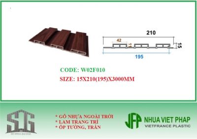 Tấm ốp gỗ nhựa nguyên sinh ecoplast W02F010 nhựa việt pháp bản 15x210mm