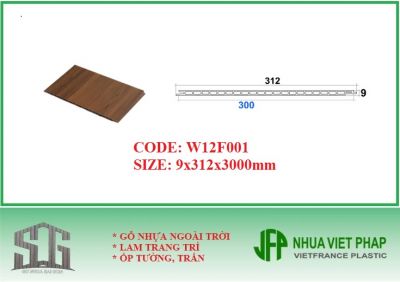 Tấm ốp nano phẳng bản 300mm, tấm ốp tường trần gỗ nhựa phủ phim laminate W12 nhựa việt pháp