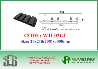 Thanh lam 4 sóng gỗ nhựa WPC ốp tường trần W1L02 Nhựa Việt Pháp